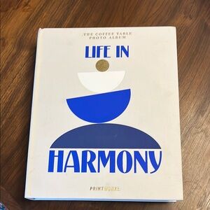 Printworks Life in Harmony Photo Album Box Coffee Table Blue White Black EUC